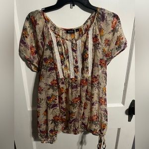 A.N.A. 1X floral patterned short sleeved shirt